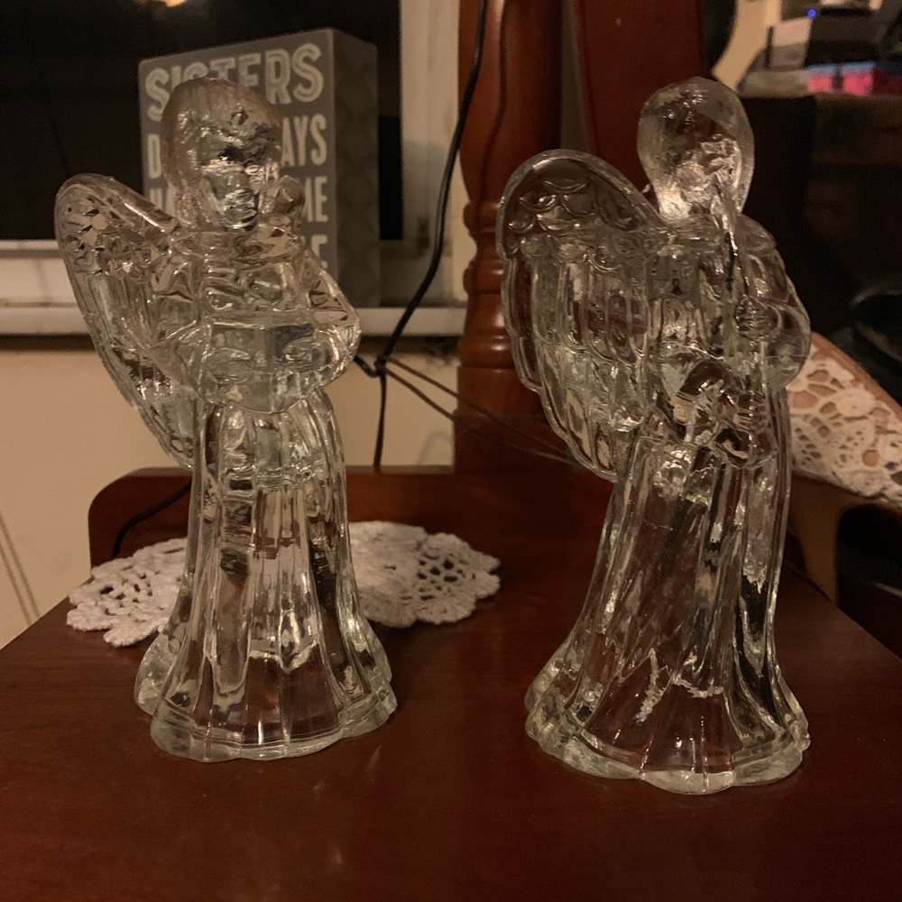 Glass Angel Candle Holders.